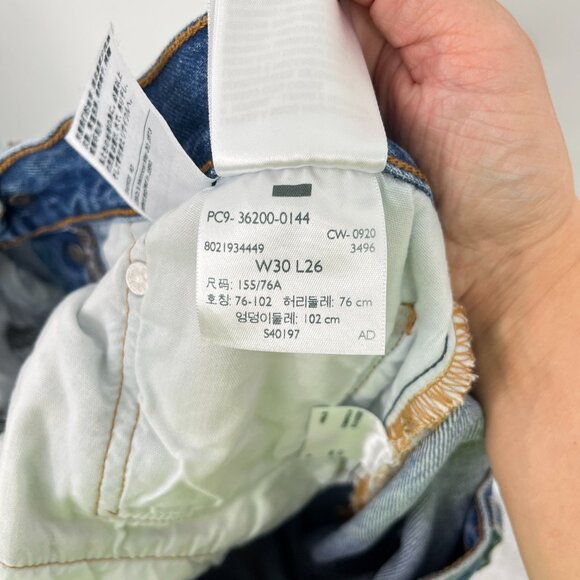 Levi's Size 30 Blue Distressed Crop Straight Leg Jeans - Picture 6 of 8
